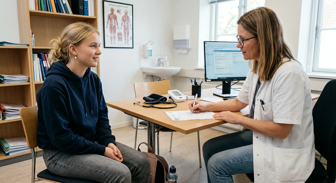Elev til lægetjek hos egen læge for lægeerklæring til kørekort